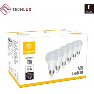 9W LED Lights Bulbs A19 (60 Watt Equivalent),Energy Efficient,5000K Daylight,LED Lighting Reading/Work Lamp for Indoor Office Bedroom House,E26 Base,Pack of 6
