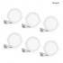 TECHLUX 6 Pack 6 Inch Ultra-Thin LED Recessed Ceiling Light with Junction Box, 3000K/4000K/5000K Selectable, 13W 110W Eqv, Dimmable, LED lighting fixtures