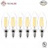 60W Equivalent Dimmable 5.5W BA11(CF35) Vintage LED Edison Filament Candles Light Bulbs 500 lumens Clear Glass Candelabra/Chandelier Bulbs, Soft White 2700K,E12 Screw Base, Pack of 6