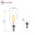 60W Equivalent Dimmable 5.5W BA11(CF35) Vintage LED Edison Filament Candles Light Bulbs 500 lumens Clear Glass Candelabra/Chandelier Bulbs, Soft White 2700K,E12 Screw Base, Pack of 6